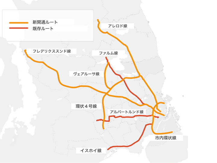 （図1）コペンハーゲンの自転車高速道路ルート図