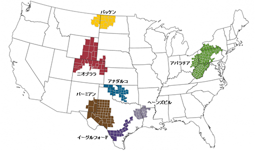 図4：シェールオイル・ガス算出地区